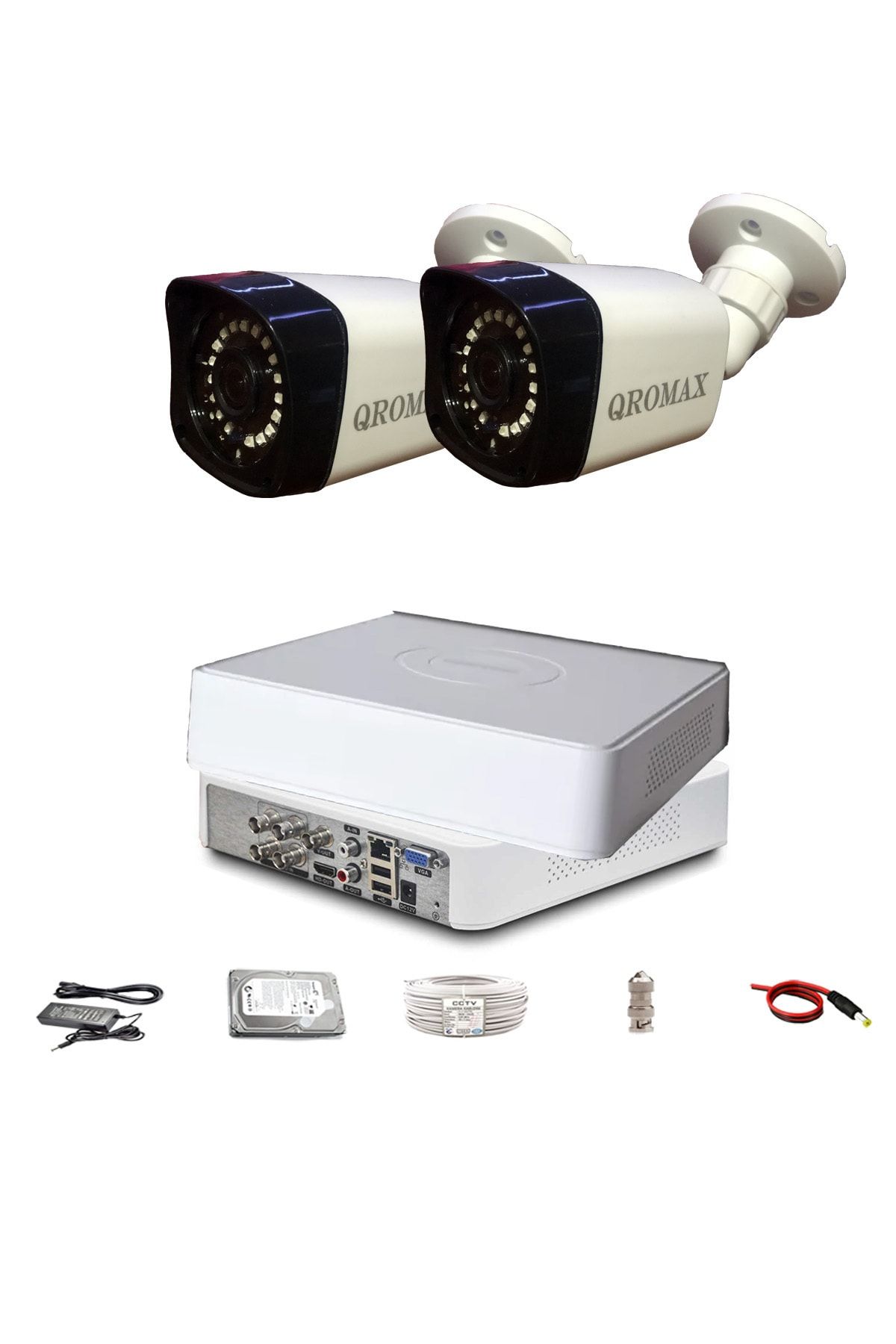 qromax 2 'li 5 Megapiksel Sony Lens 1080p 18 Smd Nanoled Plastik Kasa Güvenlik Kamerası Seti 5118