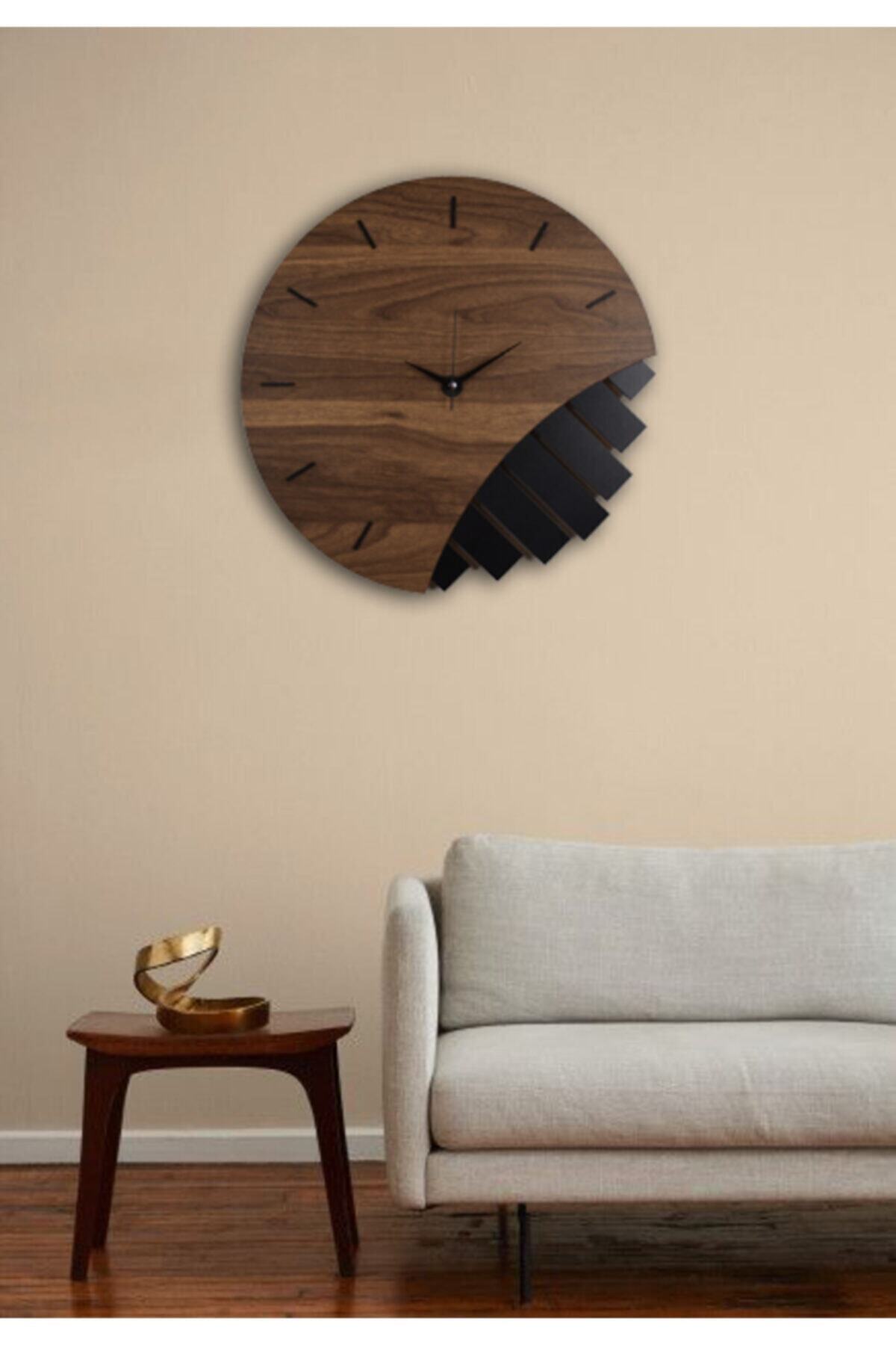 İnfigo Concept Ahşap Lazer Kesim Siyah Duvar Saati 50 Cm - Melodi