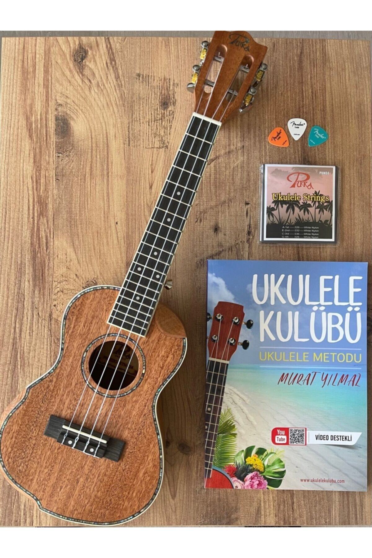 PUKA Kth-24 Masif Maun Ağacı Concert Ukulele Çanta-kitap-tel-pena