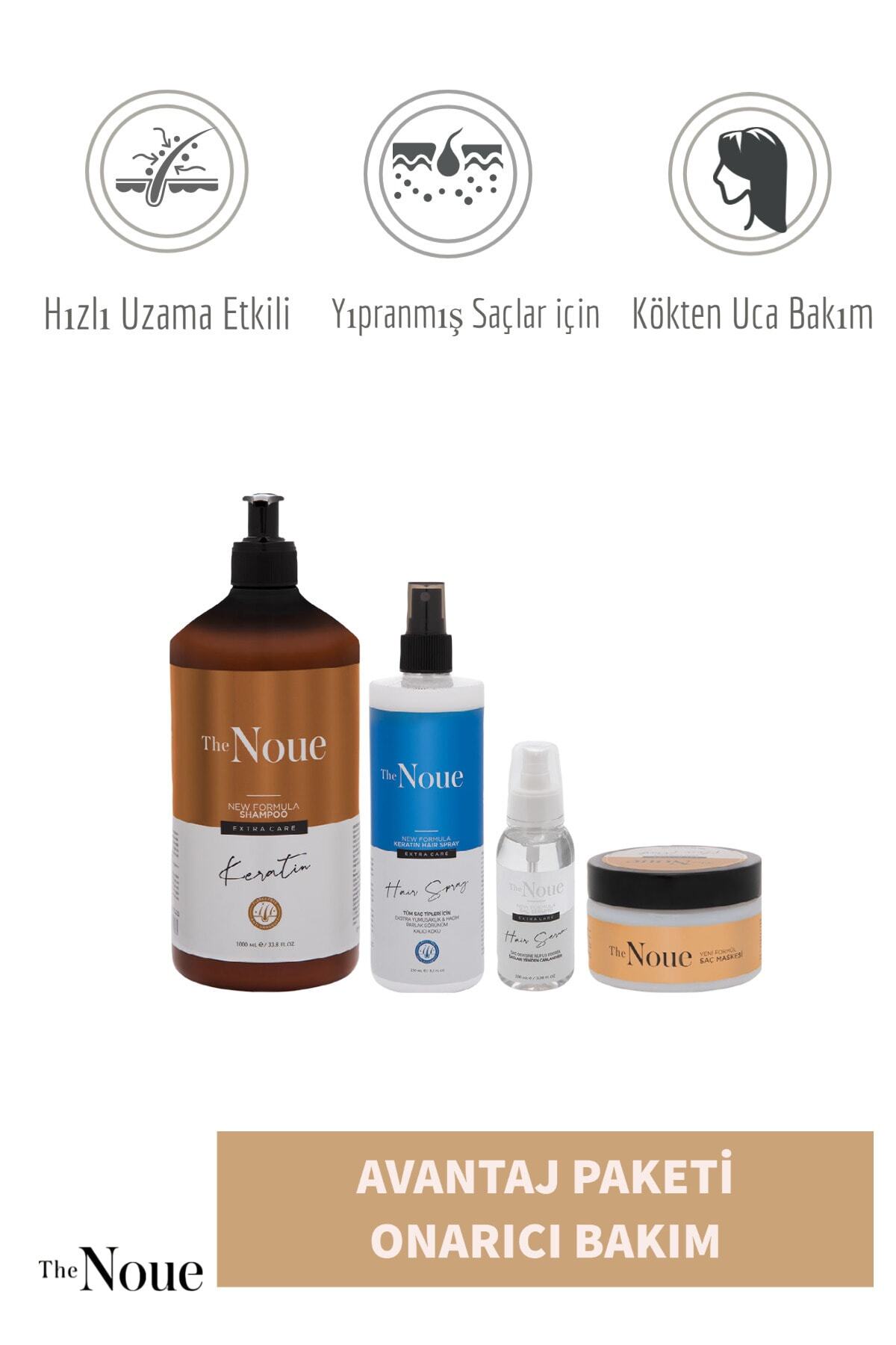 The Noue Keratin Şampuan 1000+ Saç Maskesi+-fön Suyu Çift Bazlı + Saç Serumu