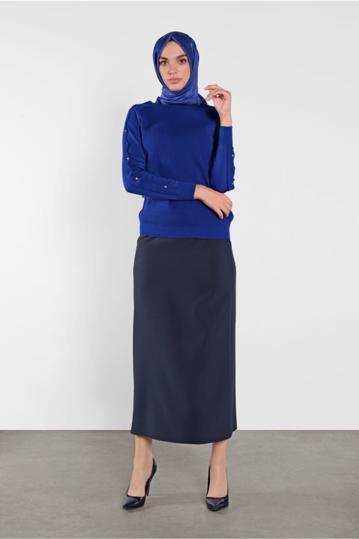 TRENDTESETTÜR Taş Işlemeli Sim Detaylı Triko Kazak 3232