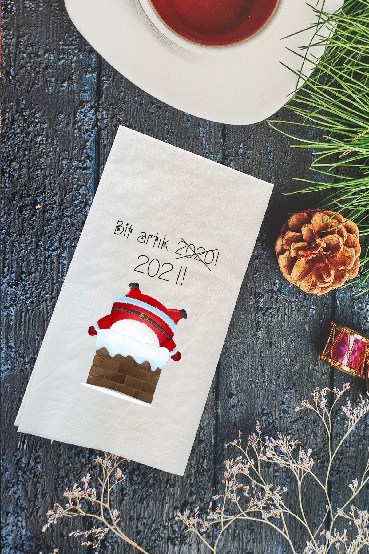 PEKSHOP Bit Artık 2020-2021 Yazılı Yılbaşı Masası Sunum Peçetesi