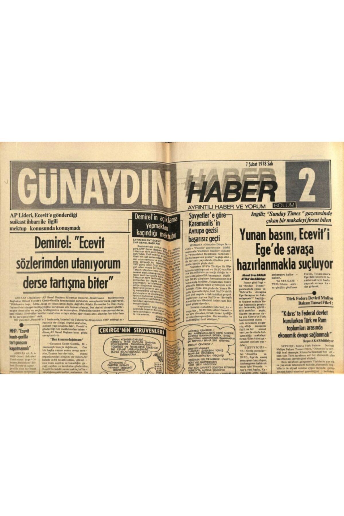 Gökçe Koleksiyon Günaydın Gazetesi Haber Eki 7 Şubat 1978 - Sovyet Rusya Uzay Casusluğunda Amerika'yı Çok Geride Bıra