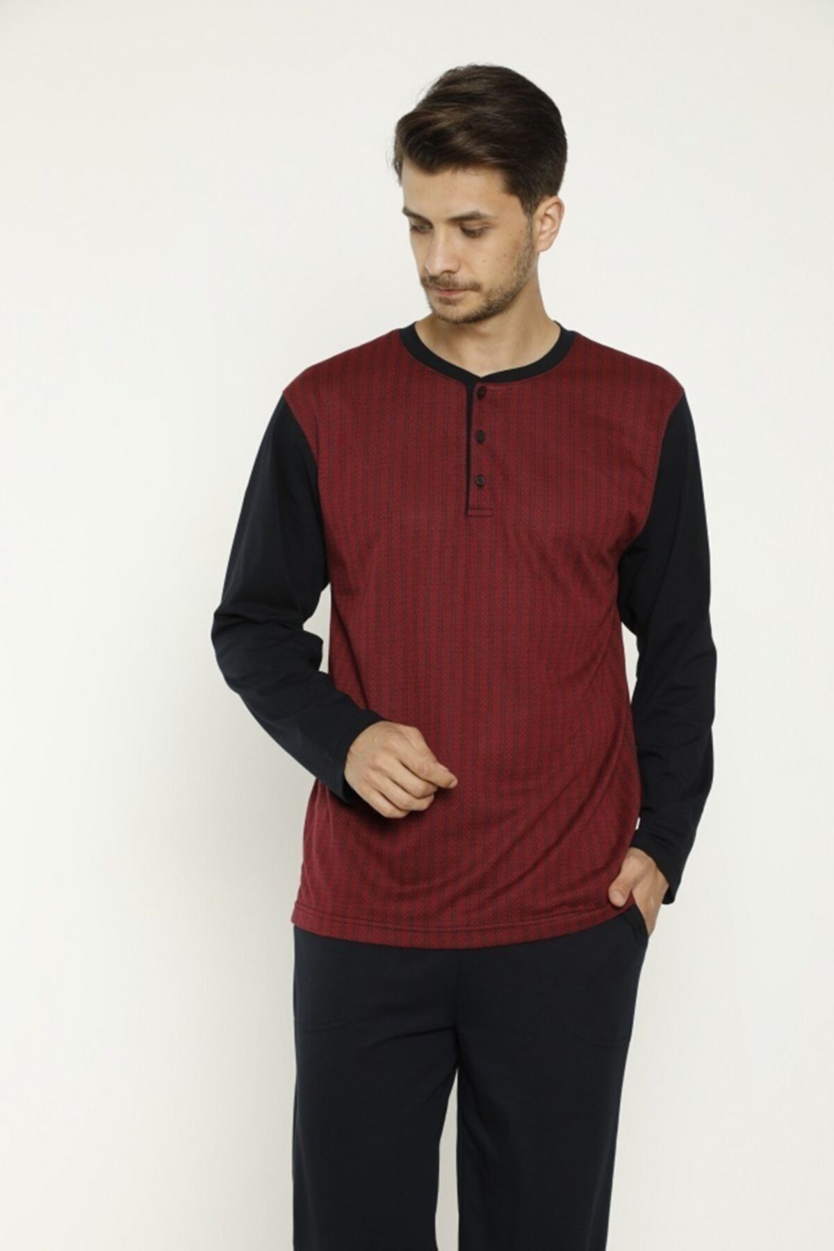 LUSSO Erkek Midi Yaka Pijama Takım