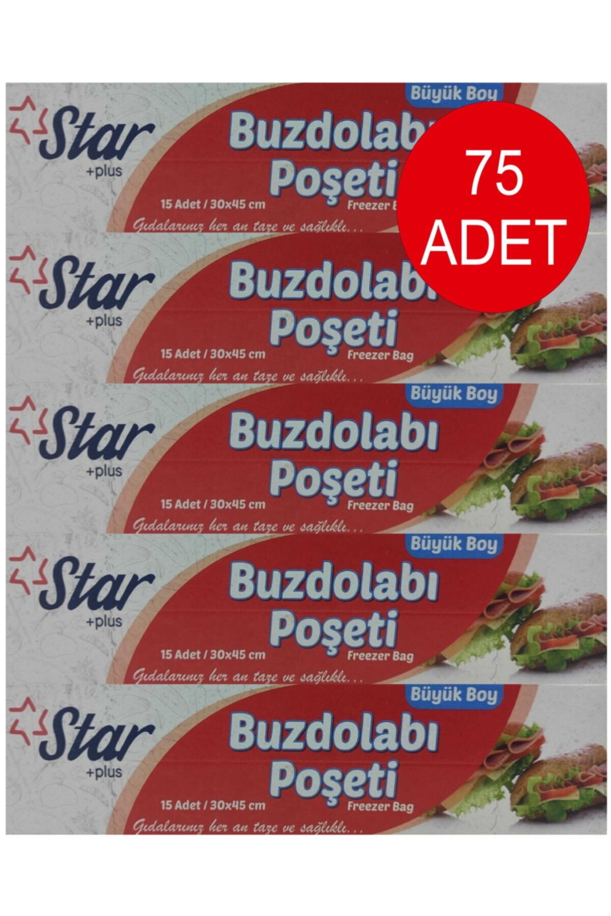 Star Plus Buzdolabı Poşeti Büyük Boy 75 Adet 30*45 Ebat