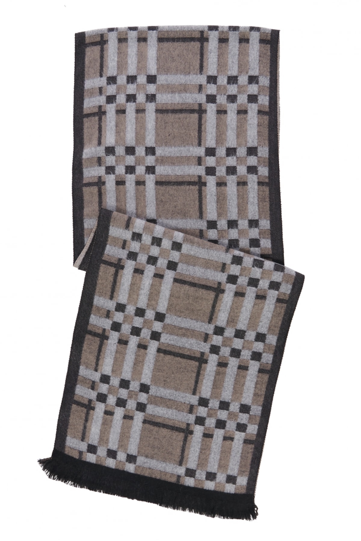 ALTINYILDIZ CLASSICS Erkek Gri-Kahverengi Desenli Atkı