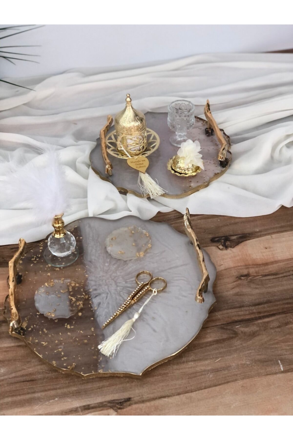 Masalsı Concept Polyester Epoksi Tepsi Takımı,nişan Tepsisi,söz Tepsisi,söz Hediyelik,nişan Hediyelik,damat Tepsisi