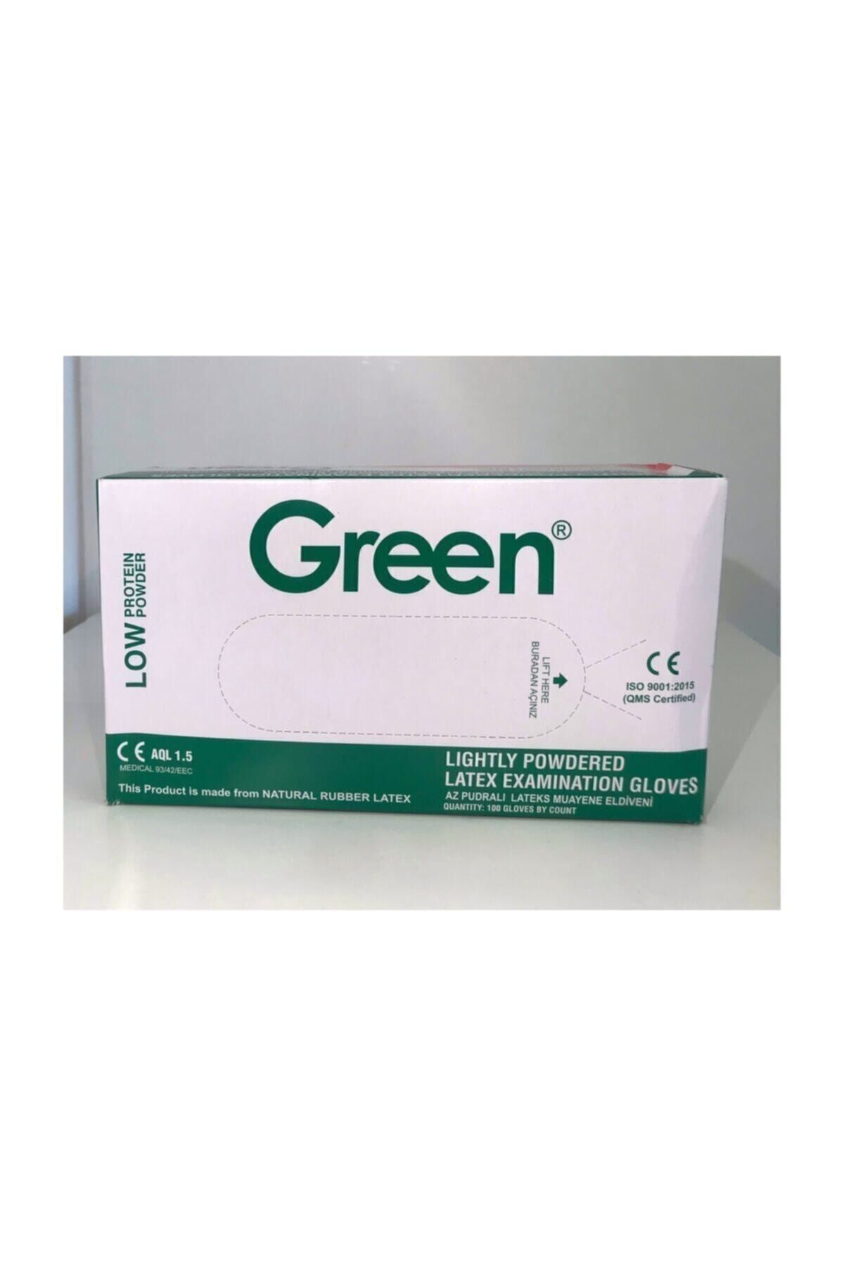Green Lateks Pudralı Eldiven Small 100'lü