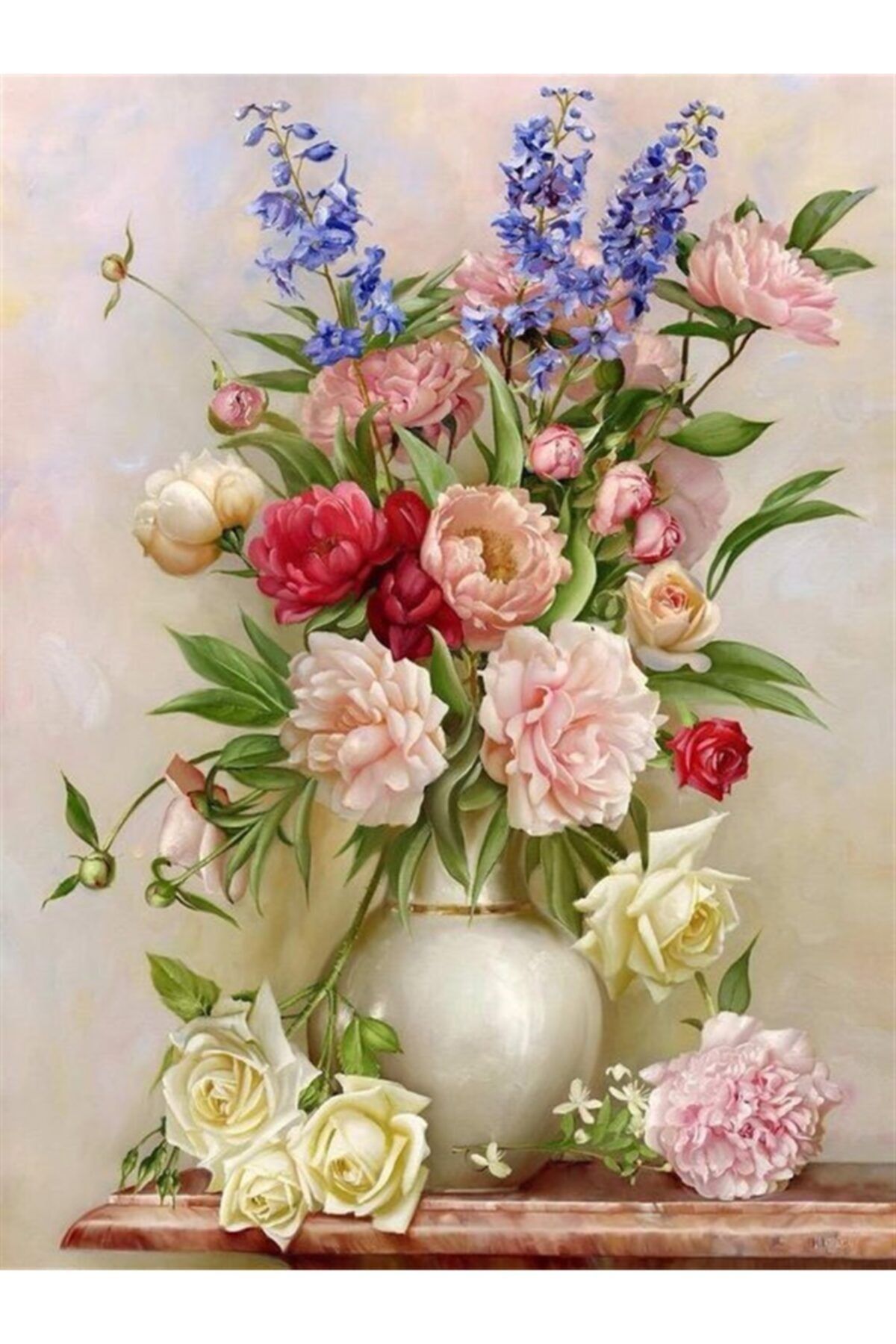 MARCEL SANAT Karışık Çiçekler Potporisi Elmas Mozaik Tablo 45x60 cm