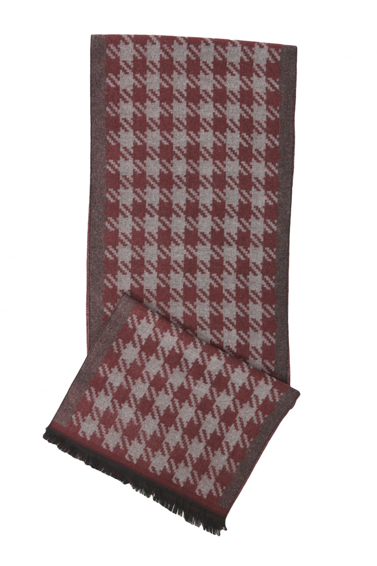 ALTINYILDIZ CLASSICS Erkek Bordo-gri Bordo-gri Desenli Örme Atkı