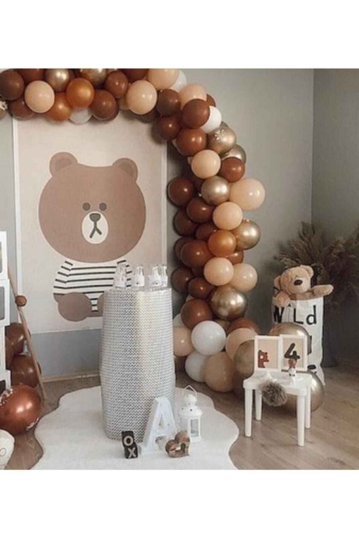 HTS STORE Krom Gold Pastel Karamel Somon Beyaz Balon Konsept Balon Zinciri