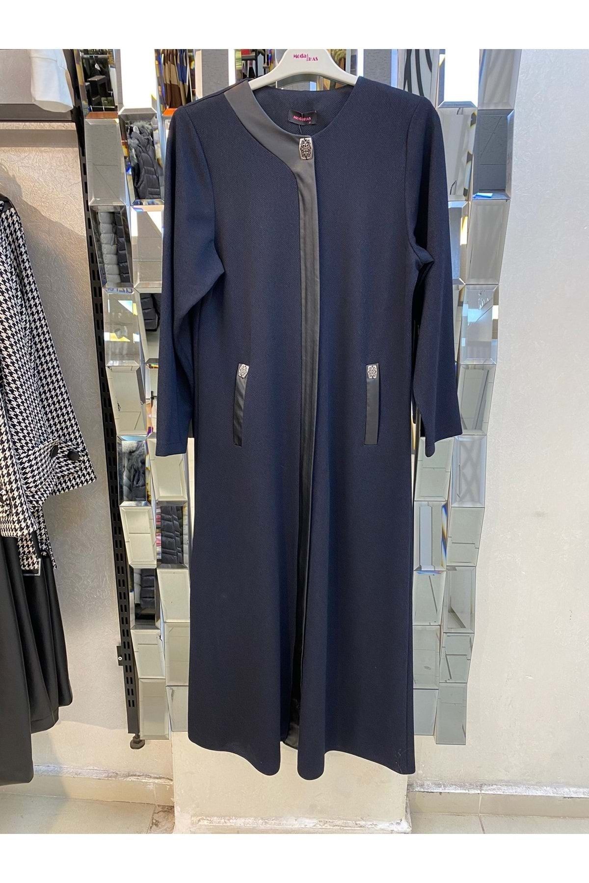azra fashion Bayan Serpil Dış Giyim Manto - Mavi - 46