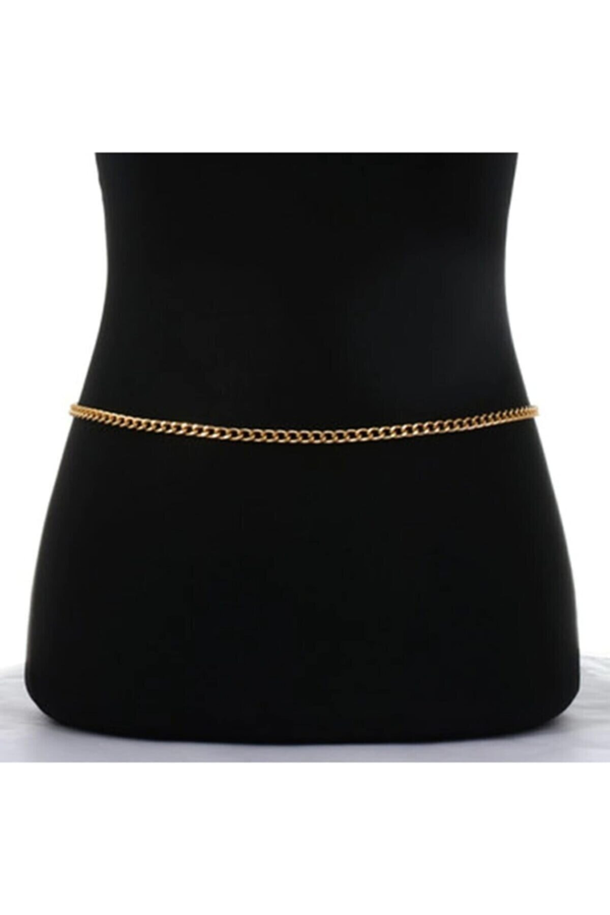 Ryden Paslanmaz Gold Kaplama Bel Zinciri Göbek Zinciri