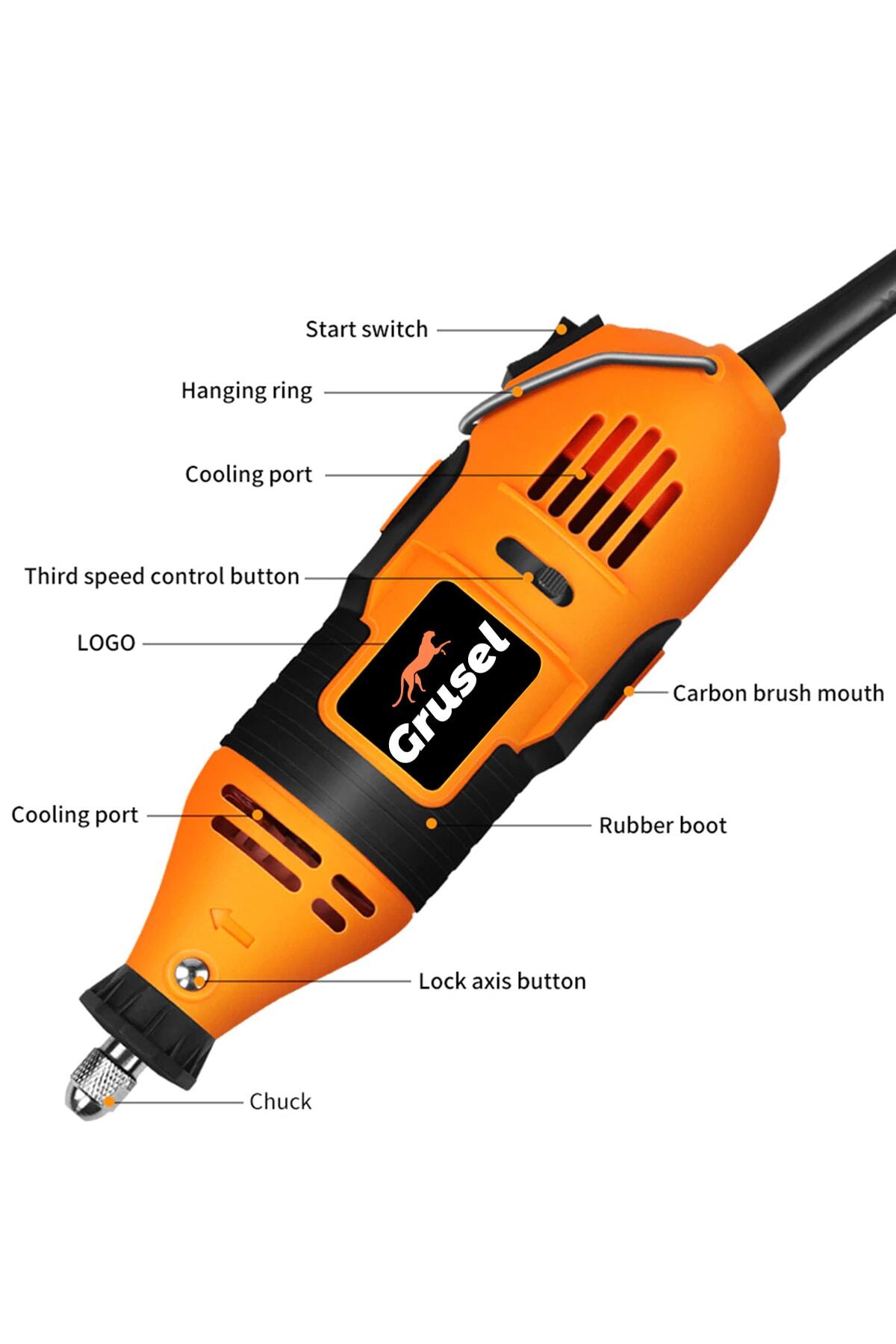 Grusel 400 Watt 300 Parça Devir Ayarlı Hobi Gravür Seti Mini Taşlama Makinesi