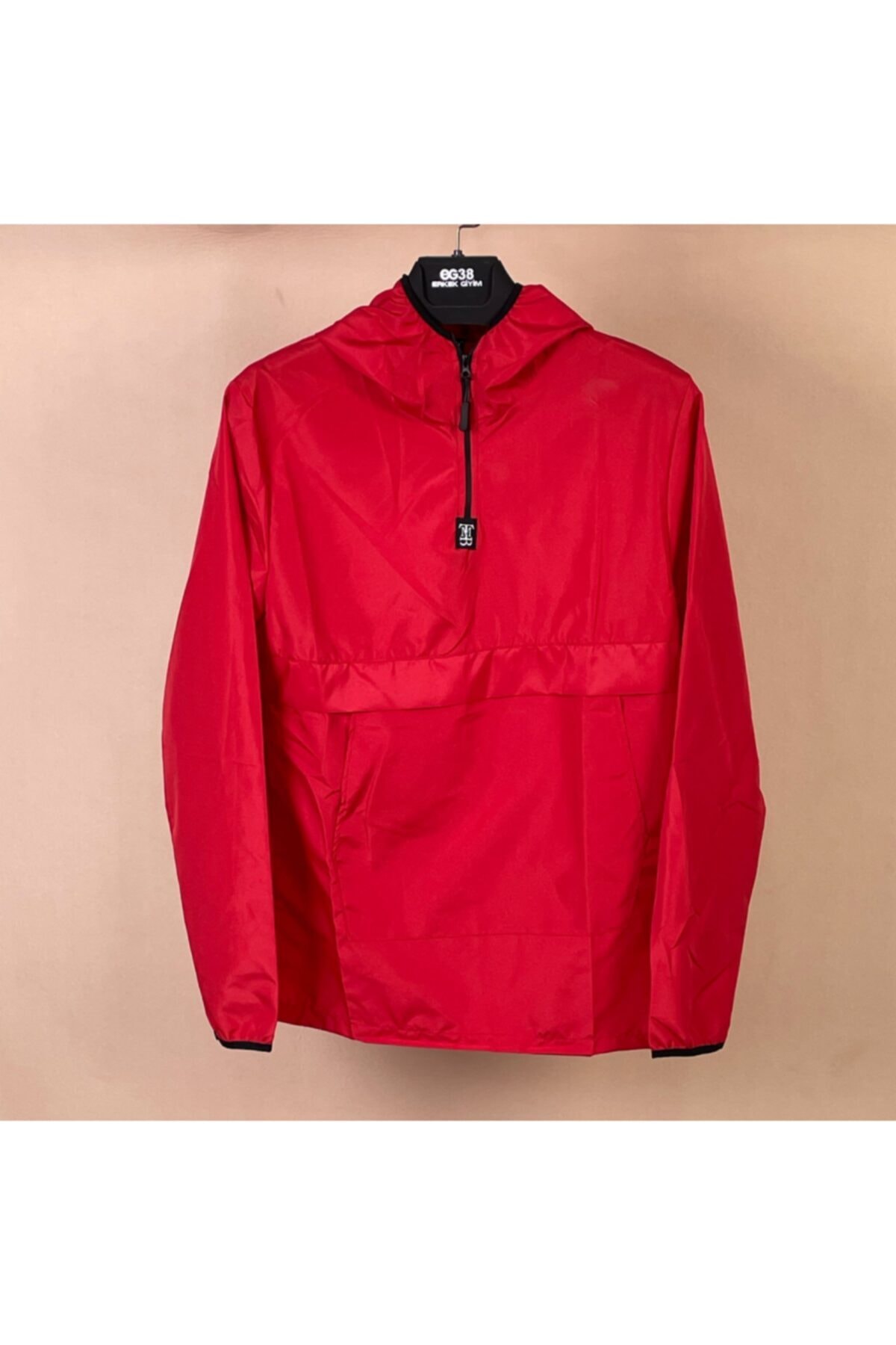 TMB Kırmızı Renkli Su Ve Rüzgara Dayanıklı Kanguru Cep Yağmurluk