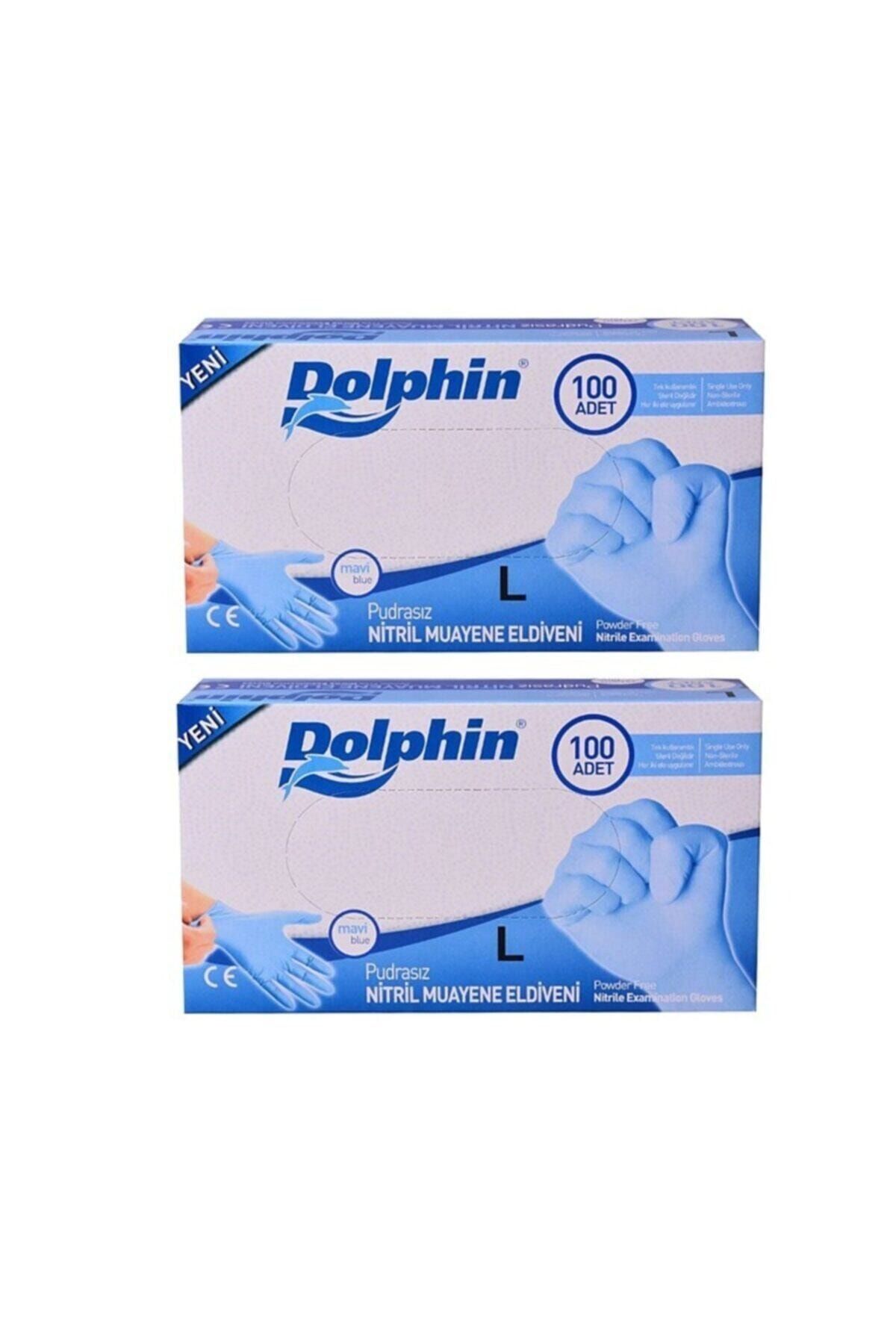 Dolphin Mavi Pudrasız Nitril Muayene Eldiveni 2 Paket 100'lü