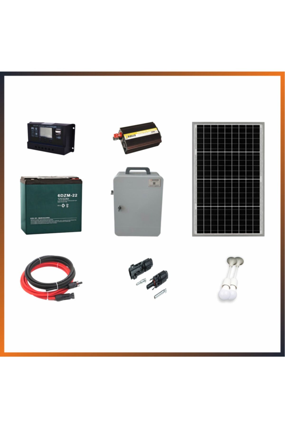 Magnum Enerji 300 Watt Solar Aydınlatma Ve Şarj Paketi Paket Içeriği