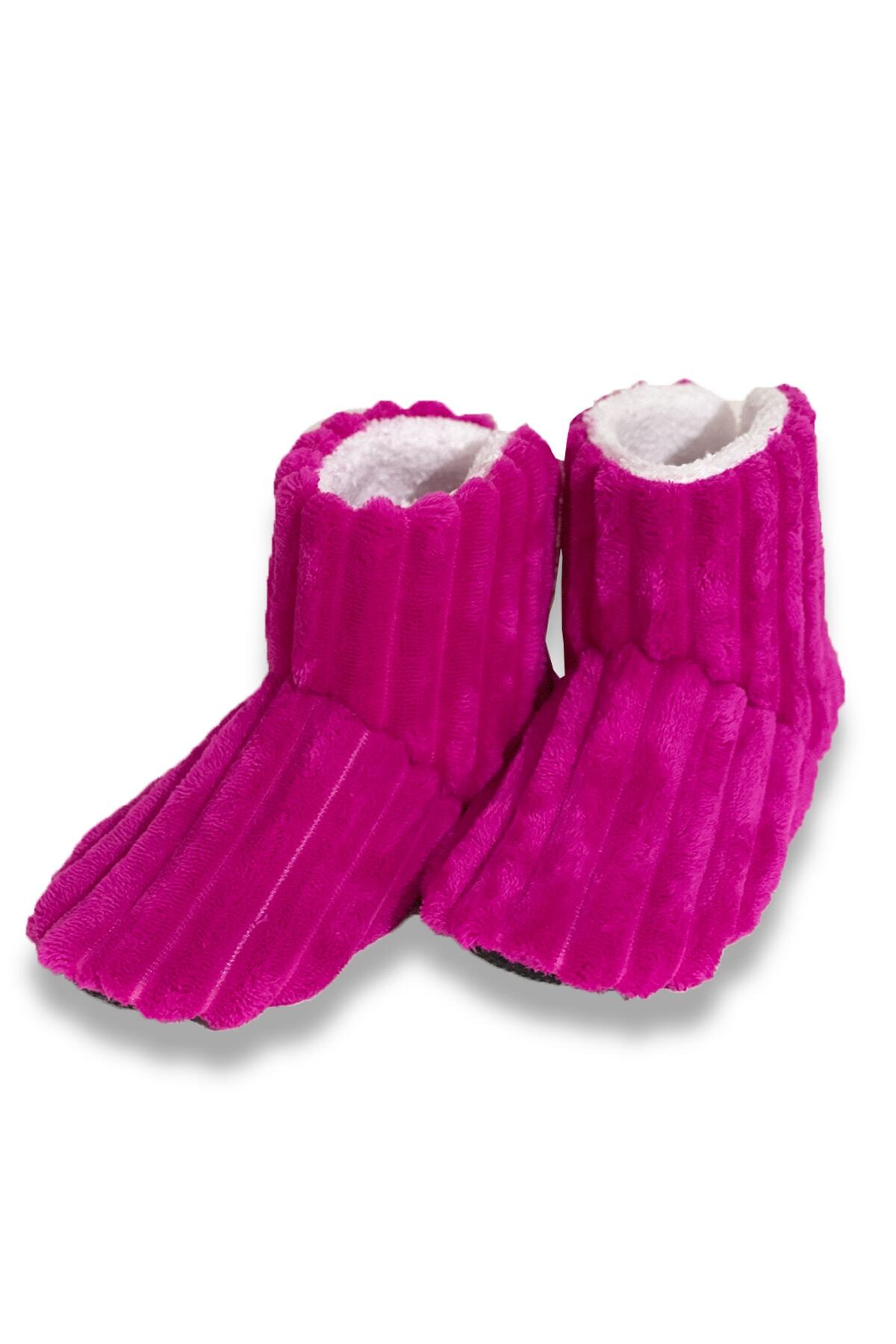 panduff Extra Yumuşak Peluş Termo Taban Ev Botu Ev Pandufu Ev Ayakkabısı Fuşya
