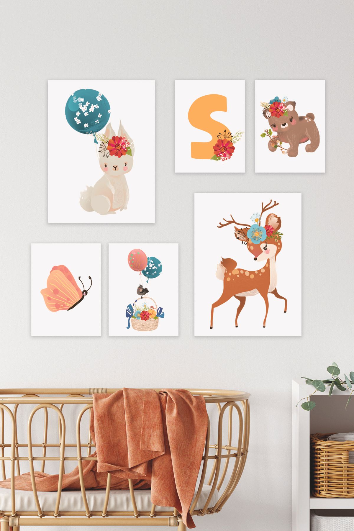 Enjoymydesign Bebek Odası Dekoratif Tablo 27x36 Cm Ahşap Çocuk Odası Tablo 3lü Duvar Seti Bebek Odası Dekor
