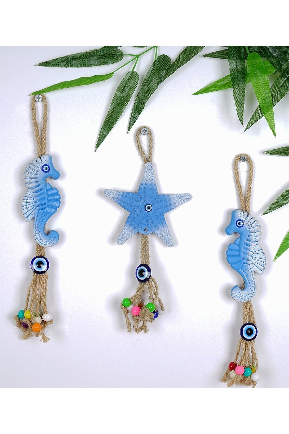 Kumbaraavm 3'lü Çatlatma Set 2 Deniz Atı 1 Deniz Yıldızı Duvar Süsü