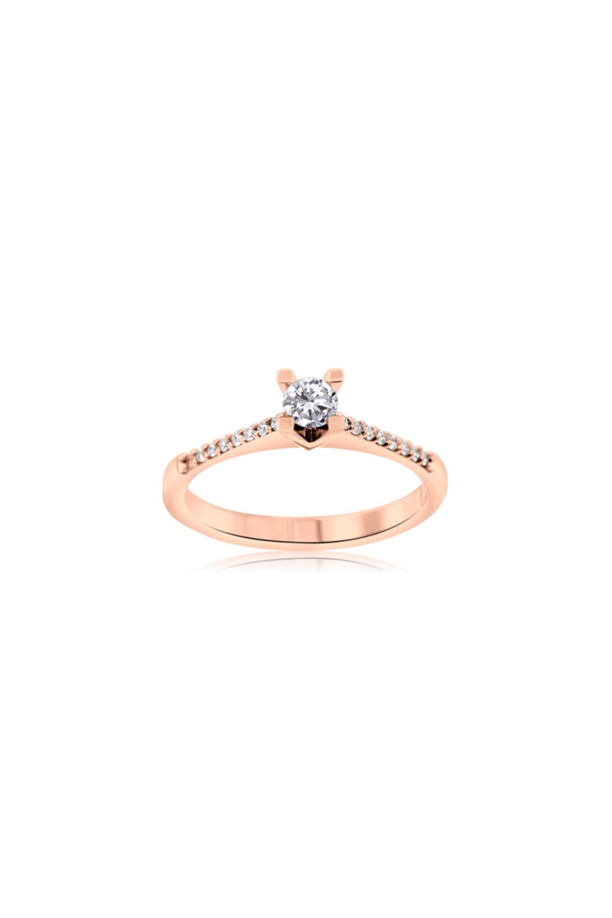 Smyrna Jewelry 14k Bantlı Tektaş Pırlanta Yüzük