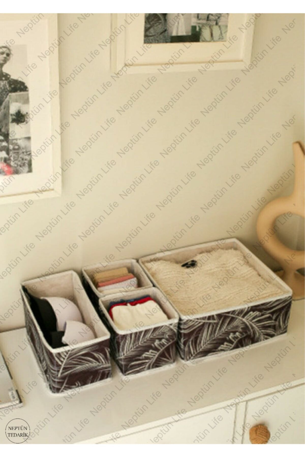 Neptün Life 4 Lü Çekmece Düzenleyici Lüx Set Palmiye Model
