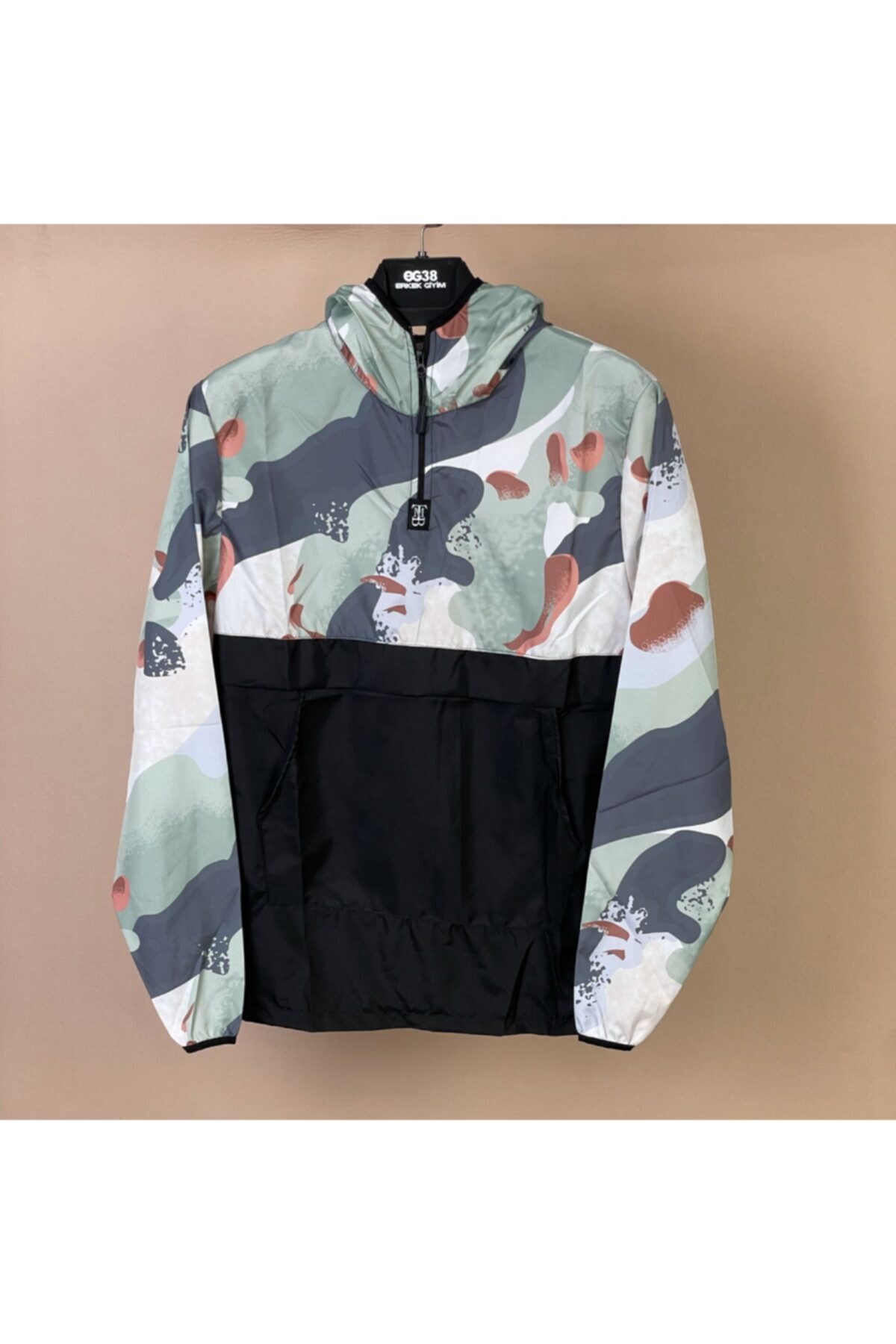 TMB Desenli Su Ve Rüzgara Dayanıklı Kanguru Cep Yağmurluk