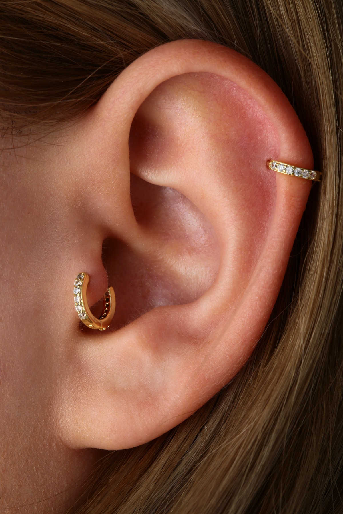 Vilma Aksesuar Zirkon Taşlı Cerrahi Çelik Tragus-helix Piercing Gold Renk (6mm)
