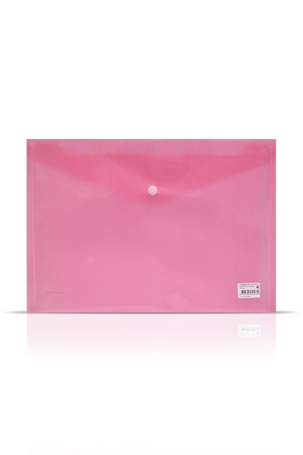 Four Office A4 Çıt Çıtlı Dosya Şeffaf Pembe