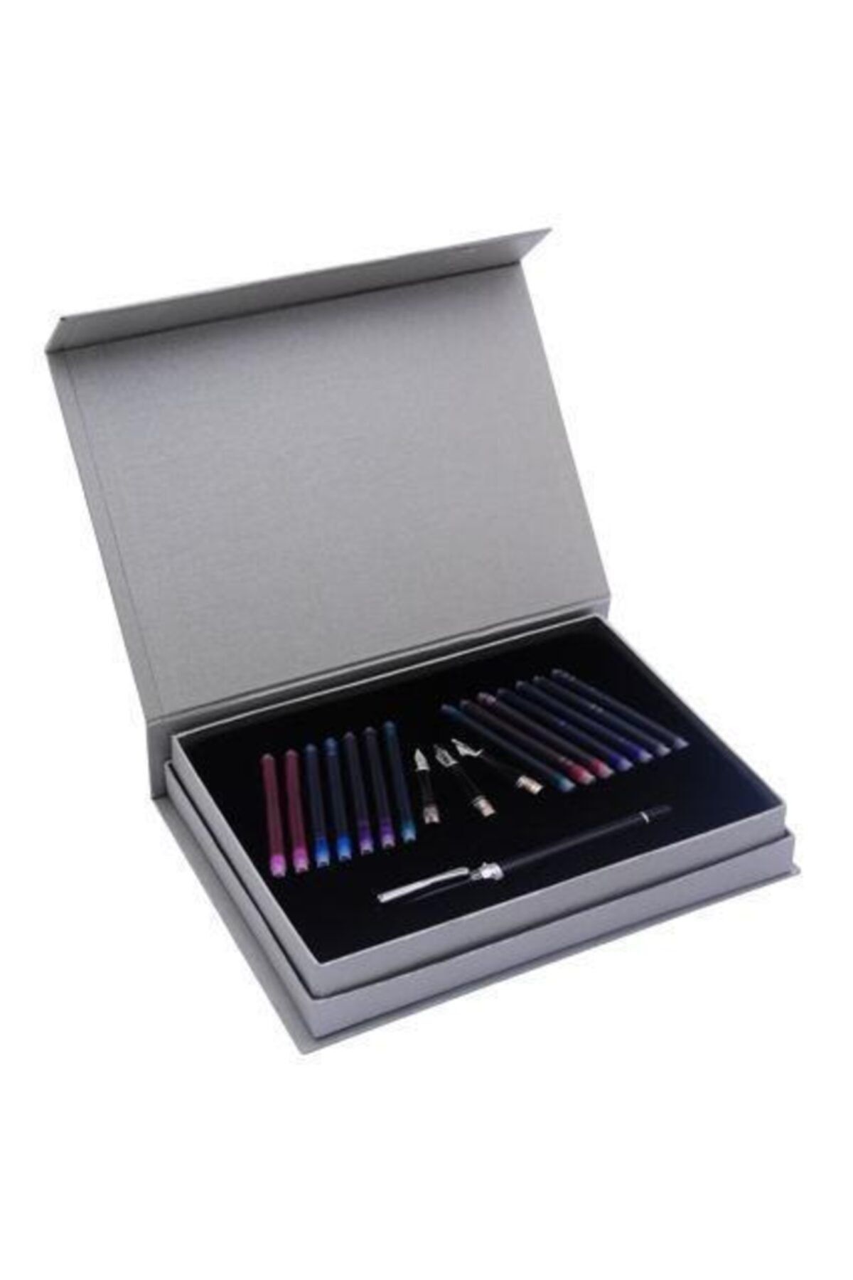 Steelpen Ss-801 Kaligrafi Seti Siyah Lake Dolma Kalem + 4 Uç + 14 Kartuş
