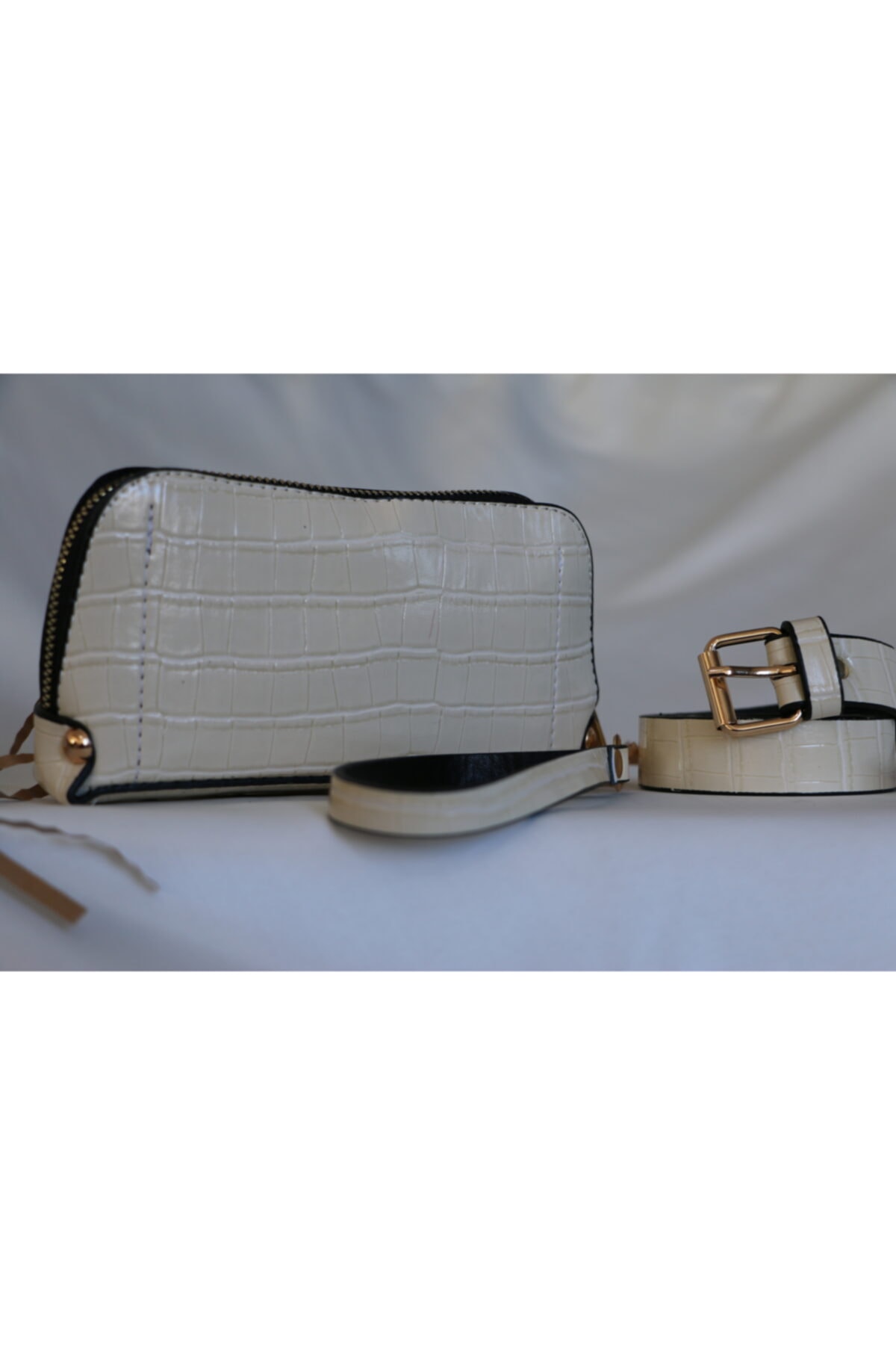 modakervanı Kroko Desenli Kemerli El ve Bel Çantası