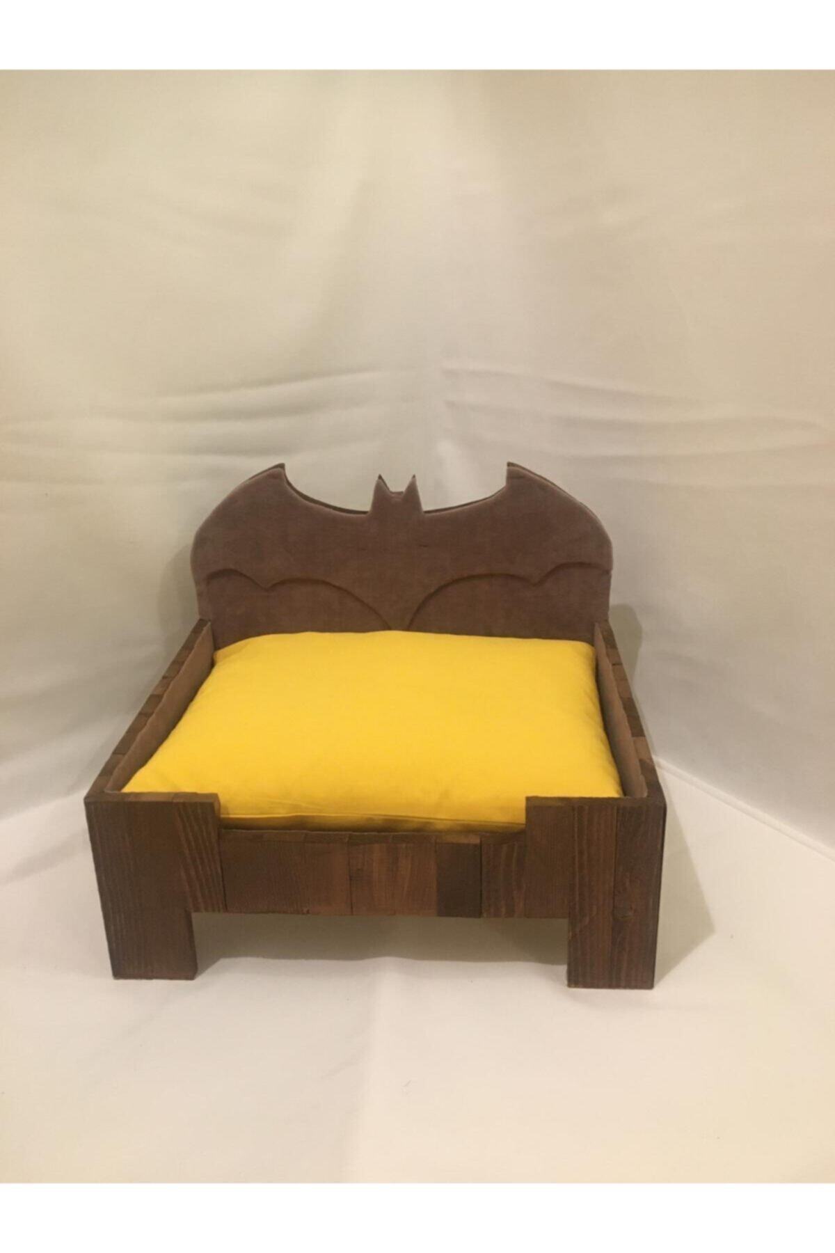 Pati Ahşap Dizayn Gotham Cıty Ahşap Kedi Yatağı - Sarı Minder