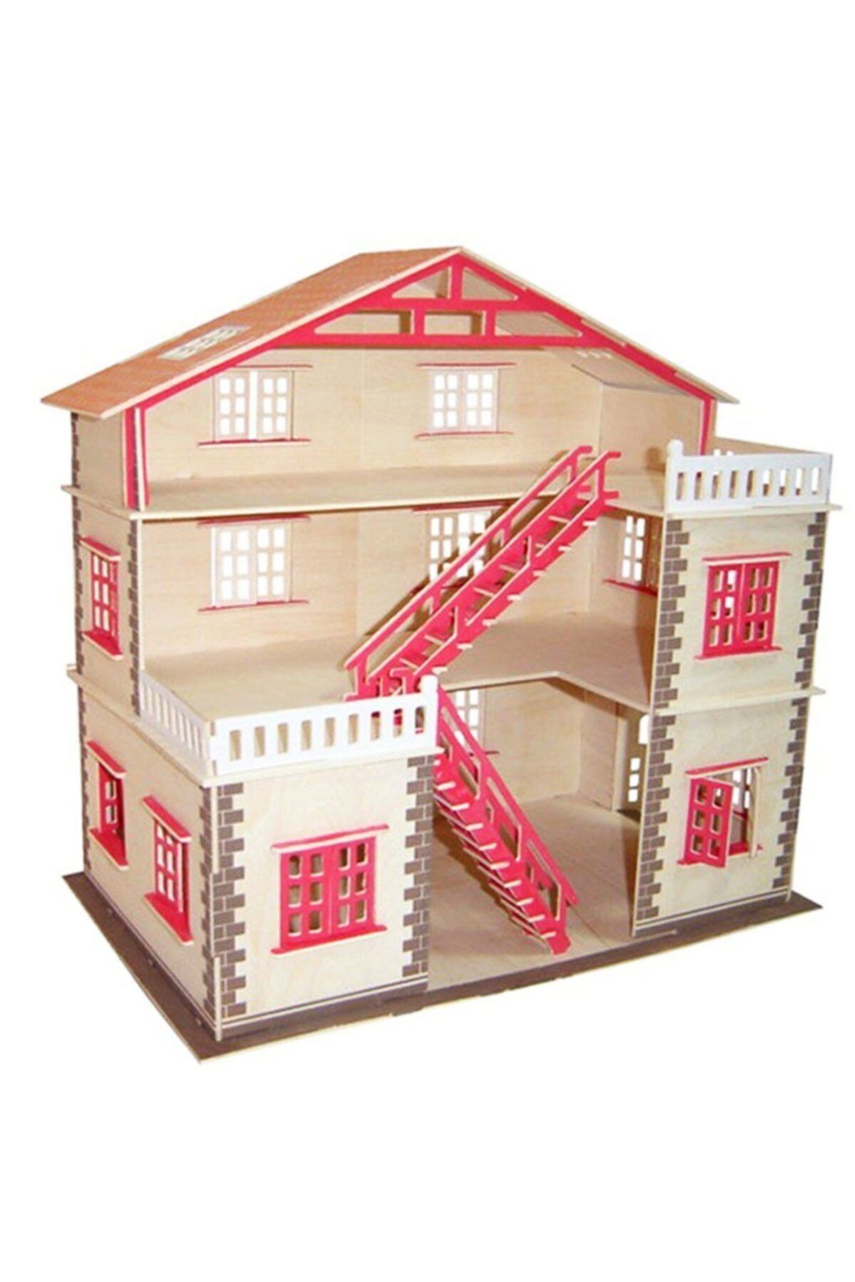 Çağrı Büyük Boy Ahşap Maket Oyun Evi + 15 Parça Ahşap Mobilya Hediyeli Maket