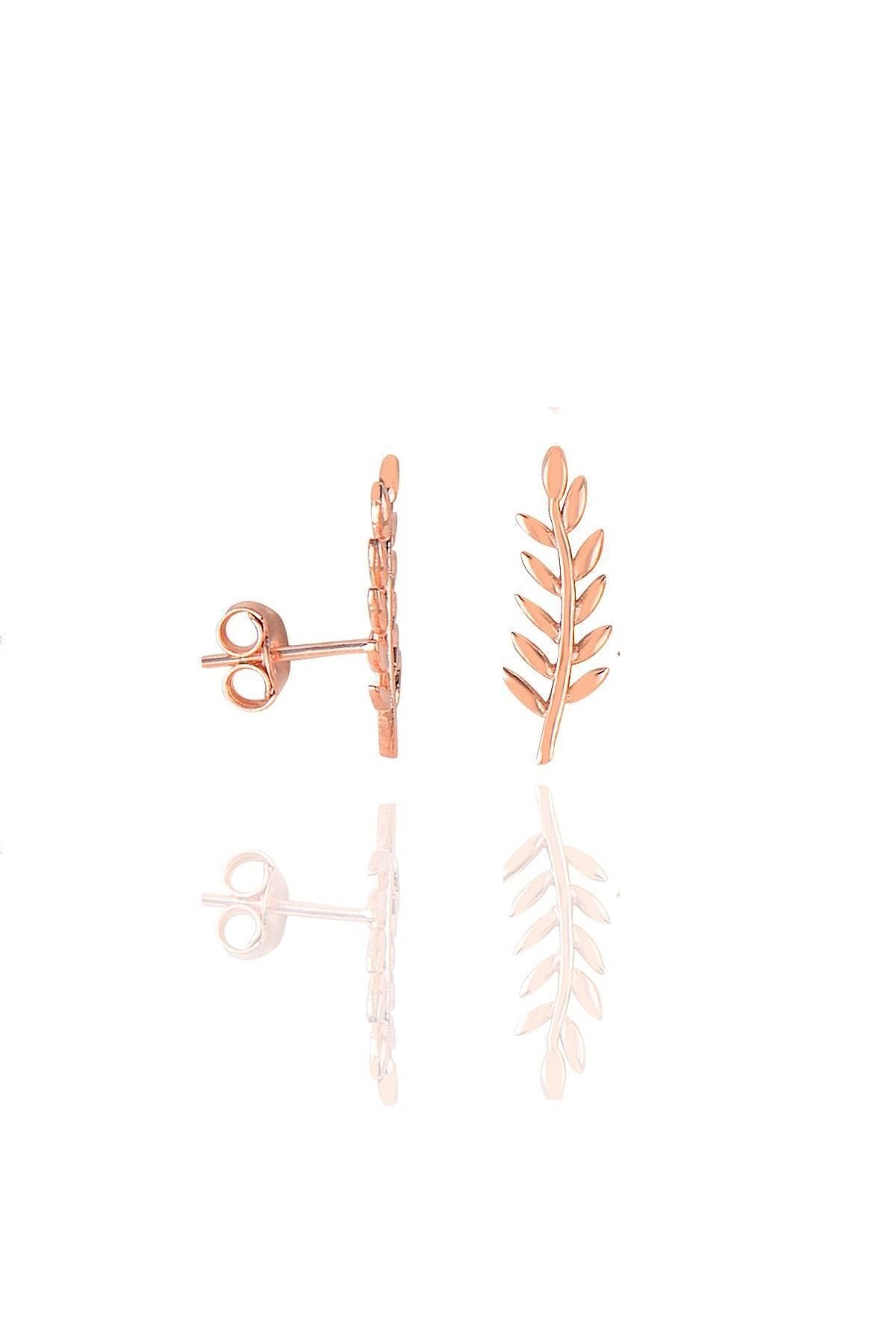 Söğütlü Silver Gümüş Rose Yaprak Modeli Küpe