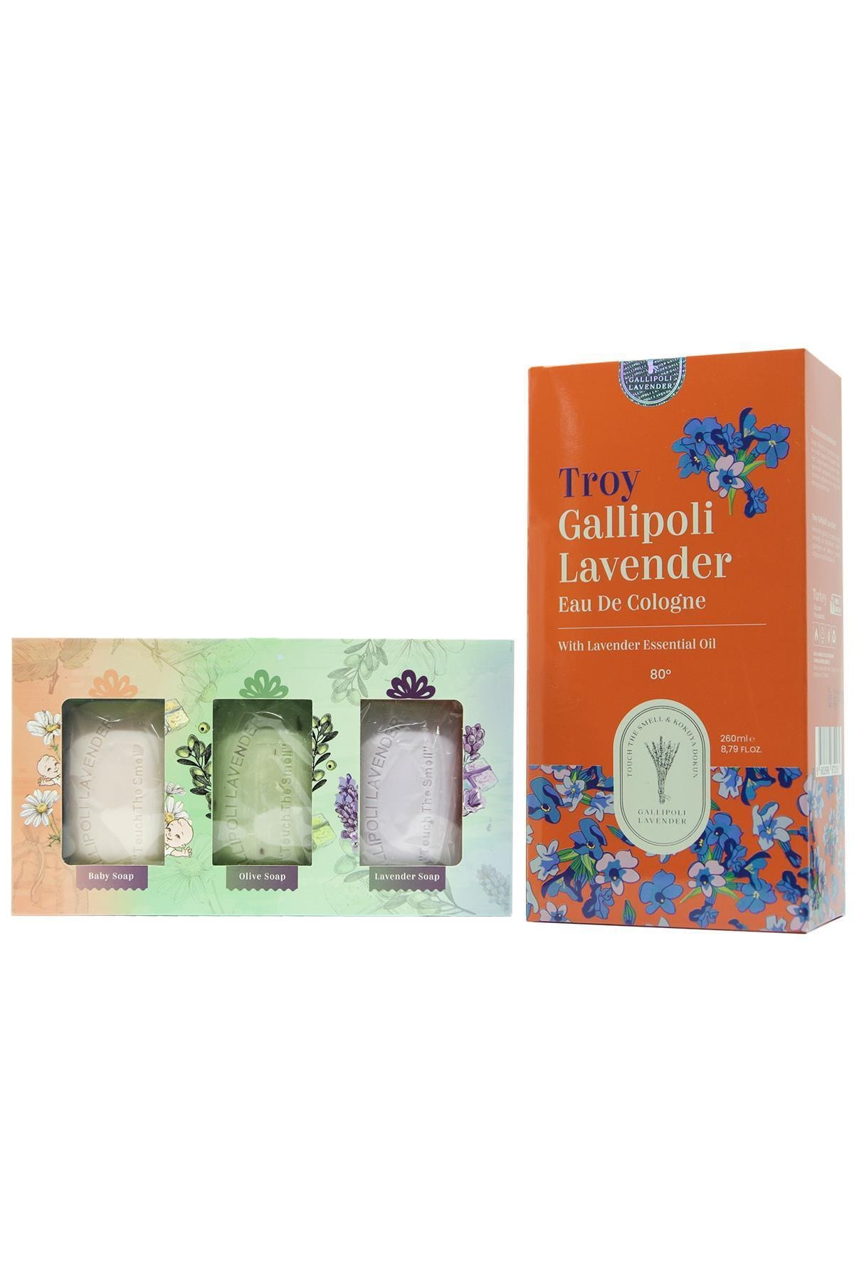 Gallipoli Lavender 260 Ml Cam Lavanta Kolonyası + Lavanta - Zeytin Yağ Ve Papatya Özlü Bebek Sabunu Aile S