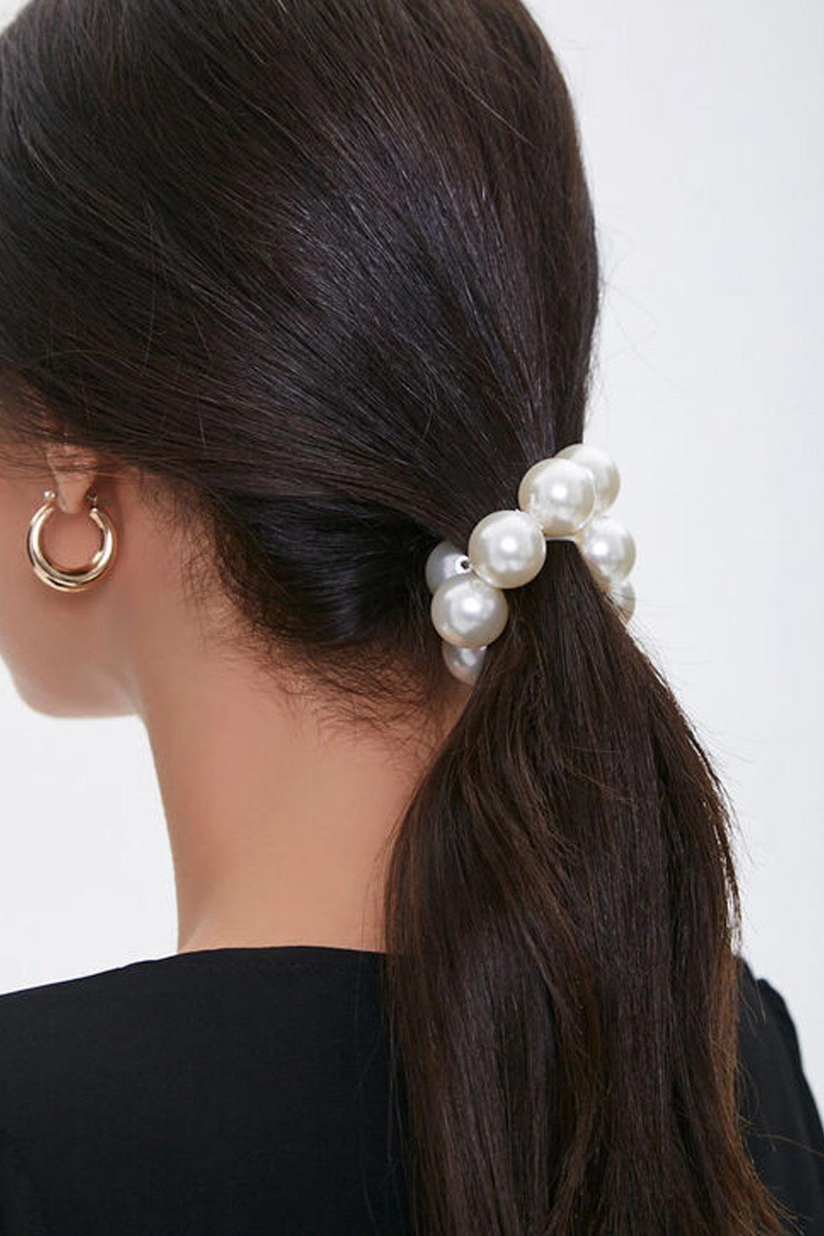 New Obsessions 2'li Büyük Incili Lastik Saç Toka Seti