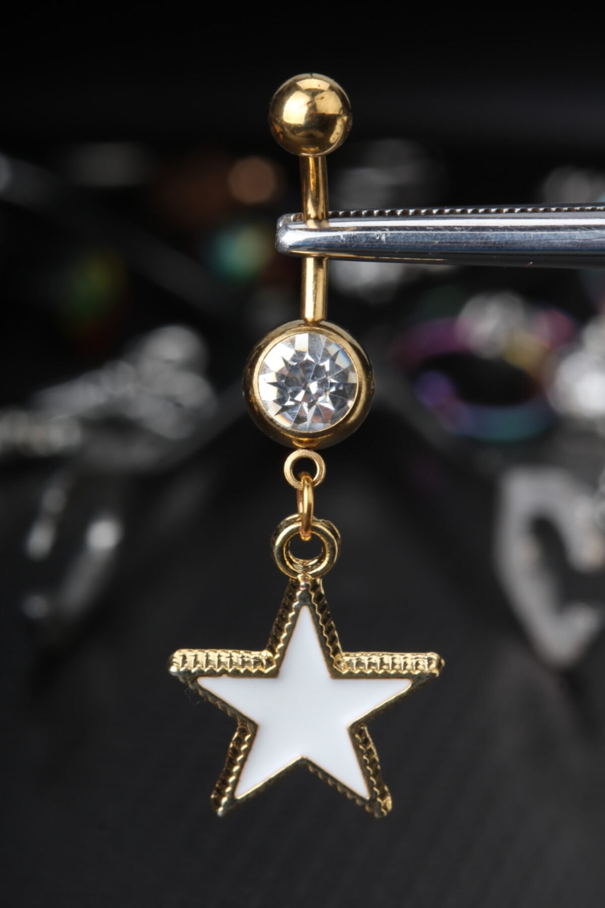depozoom Cerrahi Çelik Kırçıllı Yıldız Göbek Piercing
