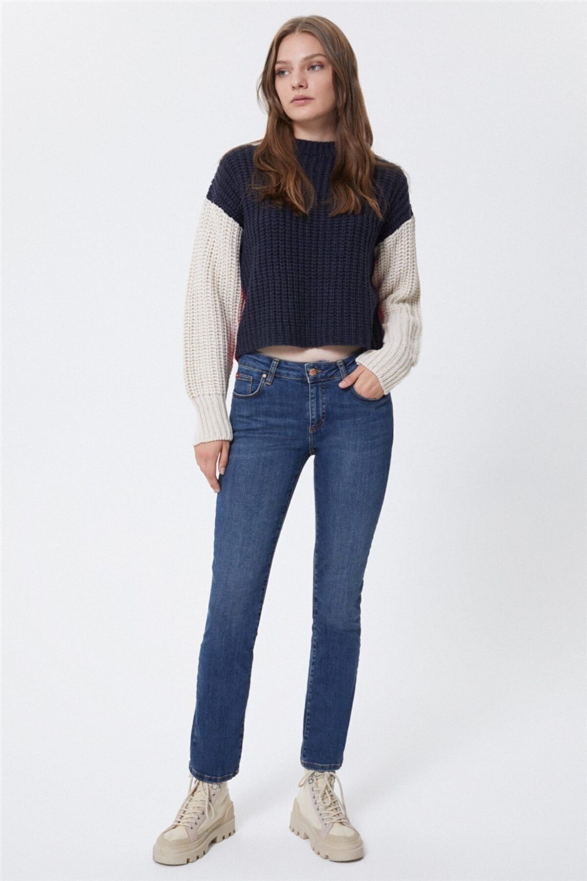 Lee Cooper Susie Kadın Jean Highrise Straight Fit Pantolon Espina Pb Dark