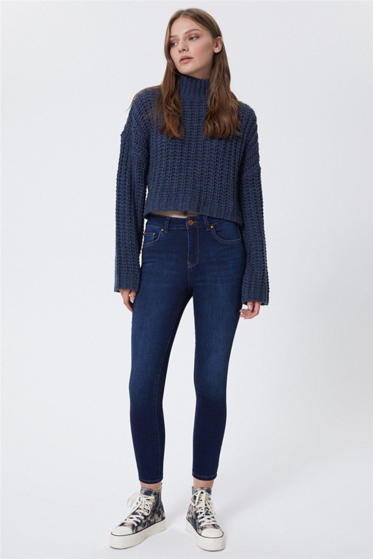 Lee Cooper Jamy Kadın Jean Skinny Highrise Fit Pantolon Hanna Blue Stone