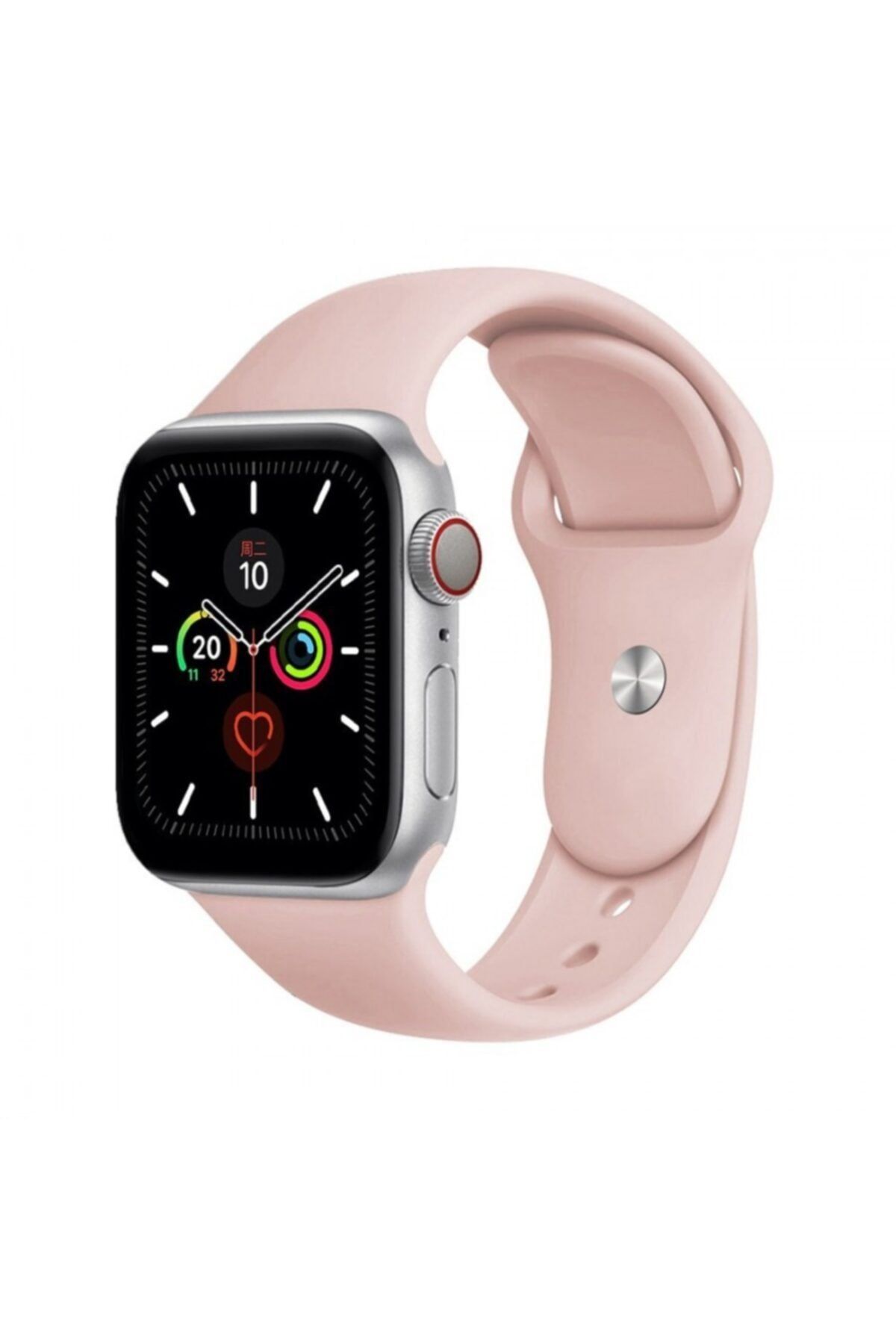 Apple Watch Series - Seri 7 41 Mm Klasik Spor Silikon Kordon Pembe