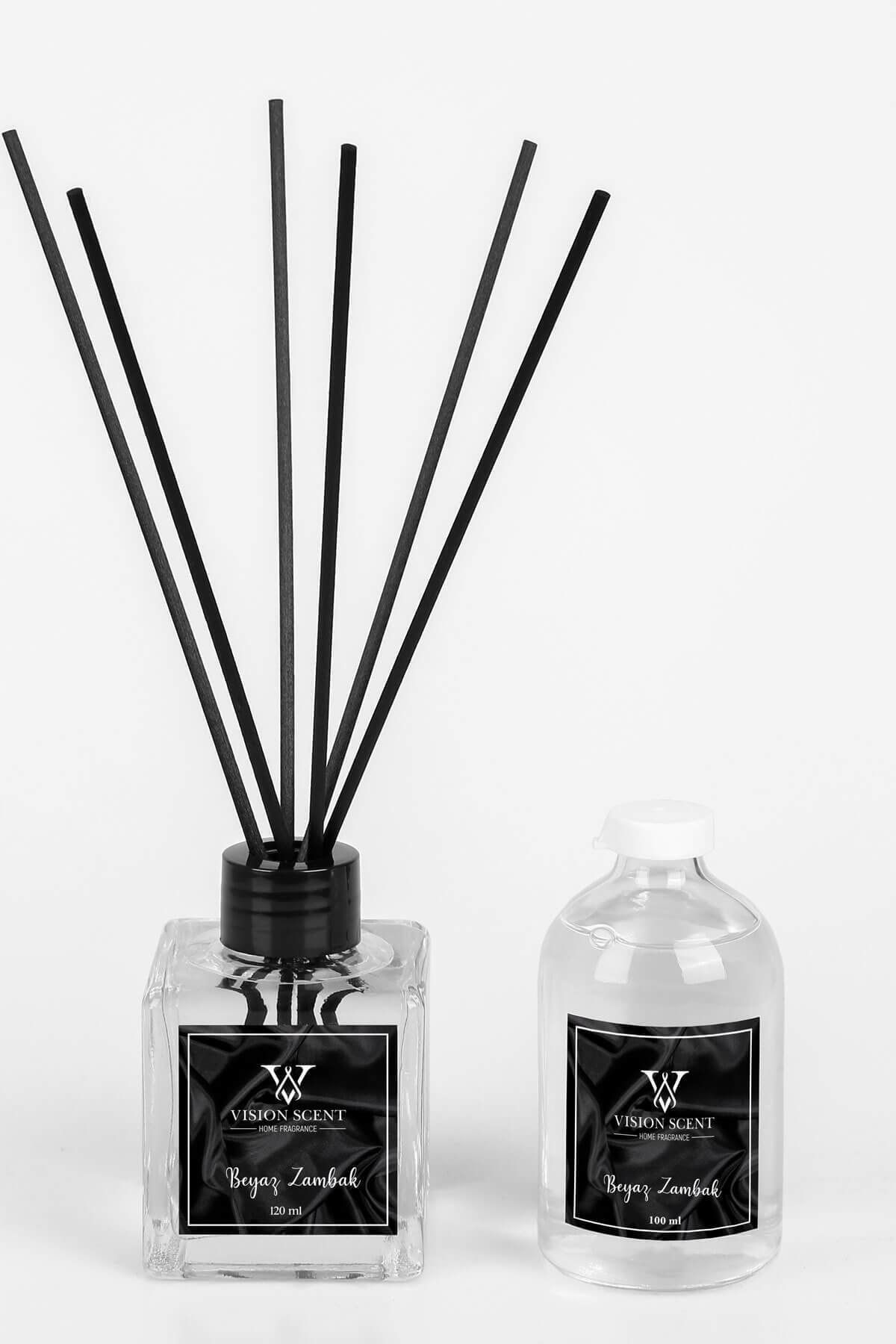 Vision Scent Beyaz Zambak 120 Ml Reed Diffuser Bambu Çubuklu Ortam Oda Kokusu + 100 Ml Yedek Şişe