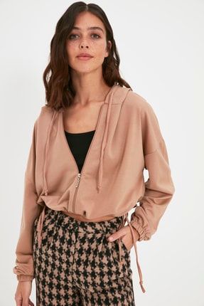 TRENDYOLMİLLA Camel Basic İnce Örme Sweatshirt TWOAW22SW1576