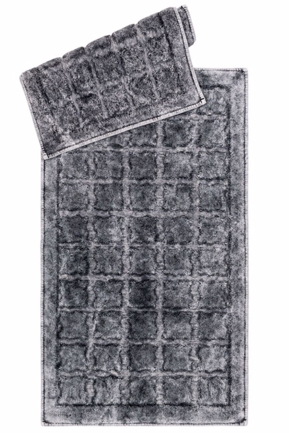 ayhan home ev tekstili Eskitme Retro Cotton Klozet Takımı 2'li Set Banyo Halısı, Paspası %100 Pamuklu