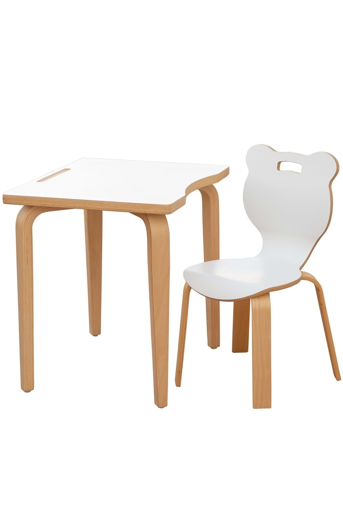 enskids Panda Beyaz Laminatlı Masa Takımı - H2 (2-7 Yaş)