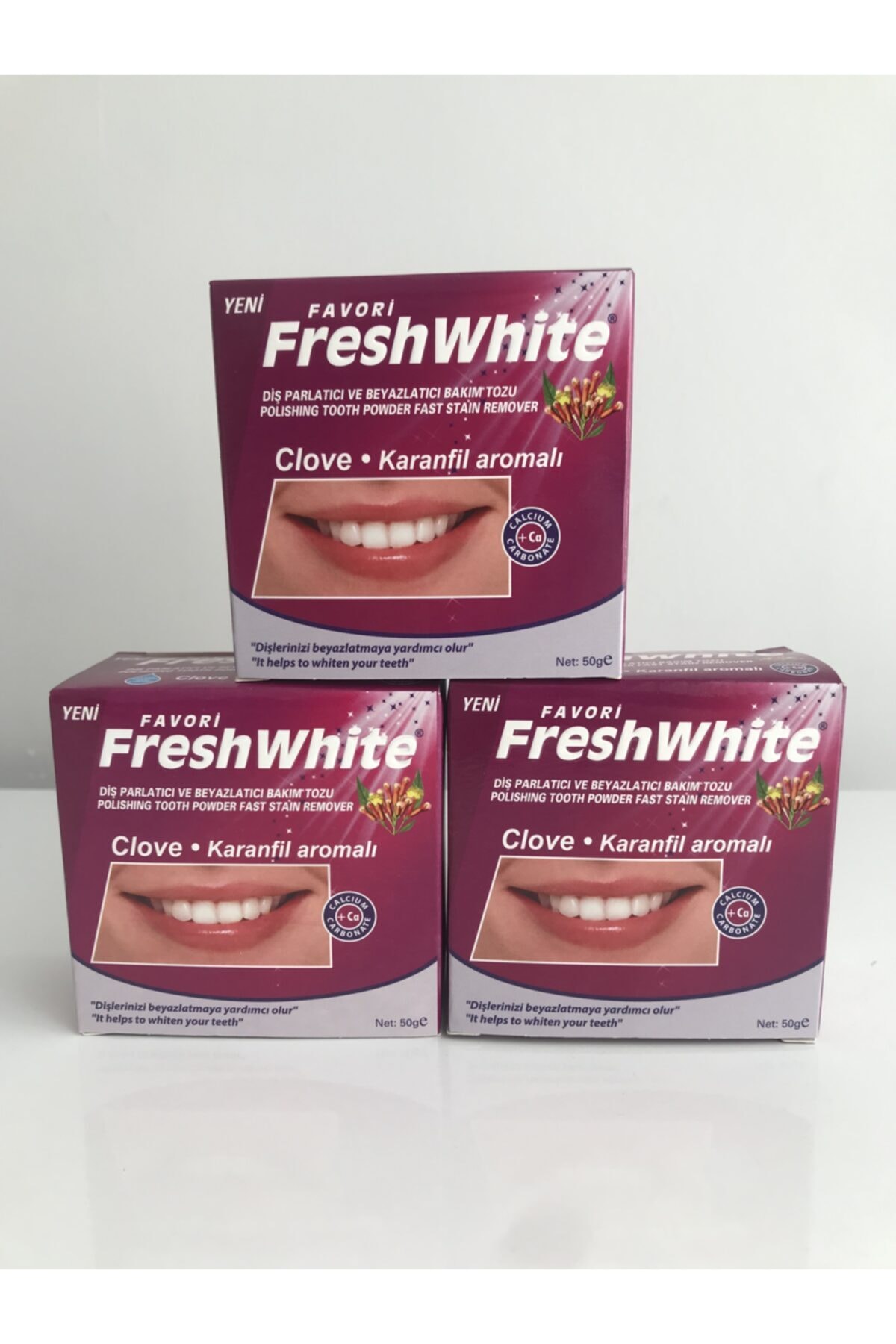 Fresh White Diş Parlatma Tozu 50 Gr. Karanfili 3'lü Paket