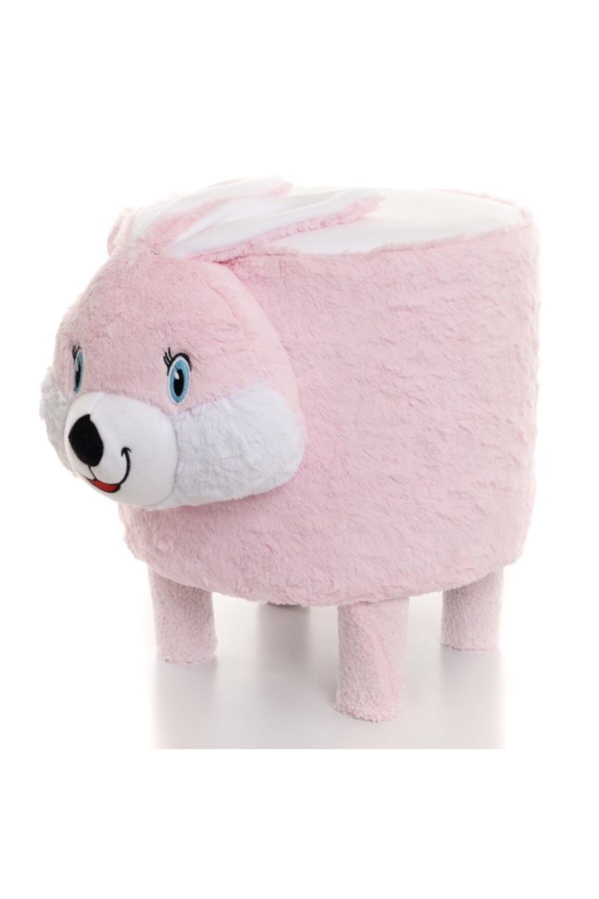 BEBEBEBEK Peluş Tavşan Kaplı Ahşap Puf Koltuk Çocuk Koltuğu 2