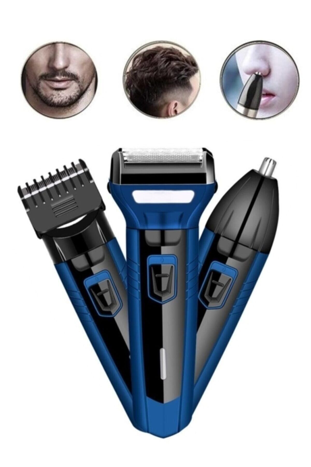 ataşbey Erkek Mavi Pro New Mavi 3 In 1 Bakım Seti Saç Sakal Burun Tıraş Makinesi