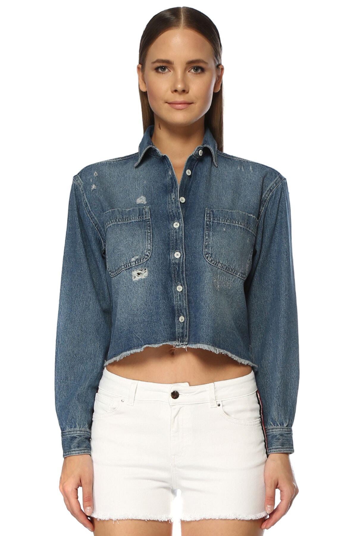 Network Kadın Mavi Denim Gömlek 1075632