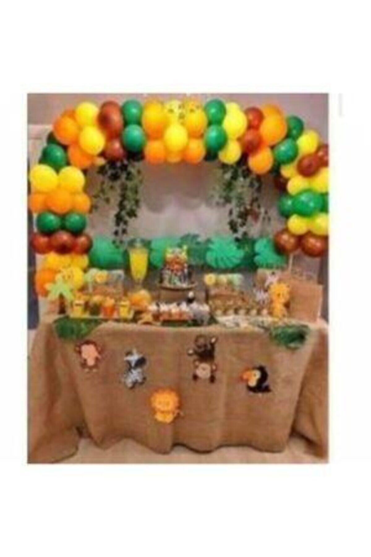 canbayhobi Safari Temalı Set Safari Metalik Renk Balon Çuval Masa Örtüsü Safari Mısır Kutusu Kürdan 193
