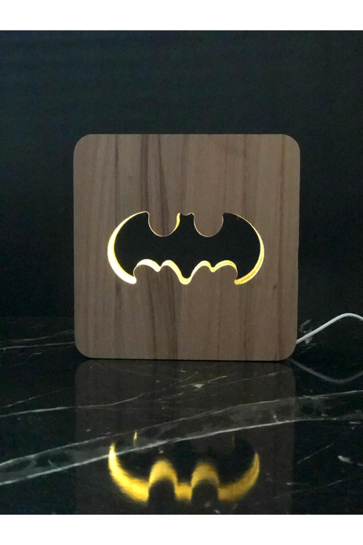 Starmood 3d 3 Boyutlu Ohm Ahşap Batman Led Masa Üstü Gece Lambası Usb Kablolu
